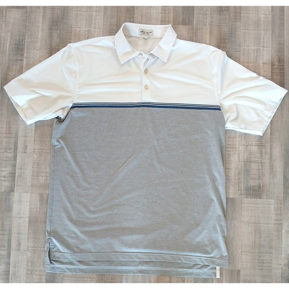 Troon North Peter Millar Summer Comfort Polo Shirt Men Large L Gray White Golf